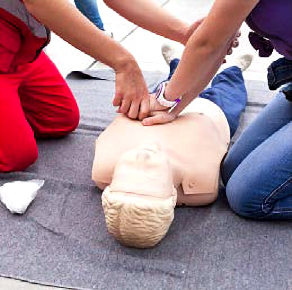 CPR training on a manikin